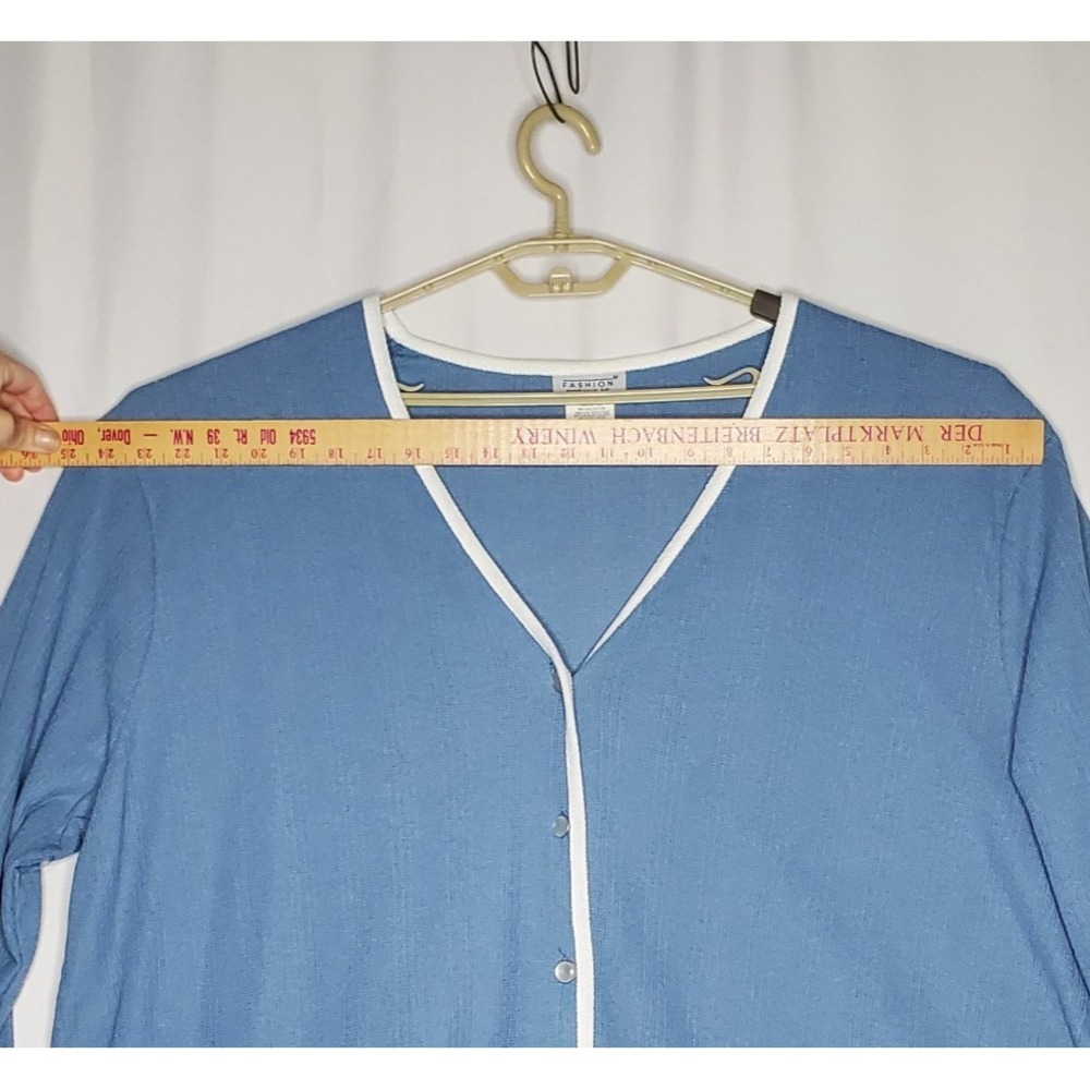 Fashion Formulas Vtg 60s Knit Pant Top Set Womens 3X Blue Textured Button Pocket - Picture 11 of 16